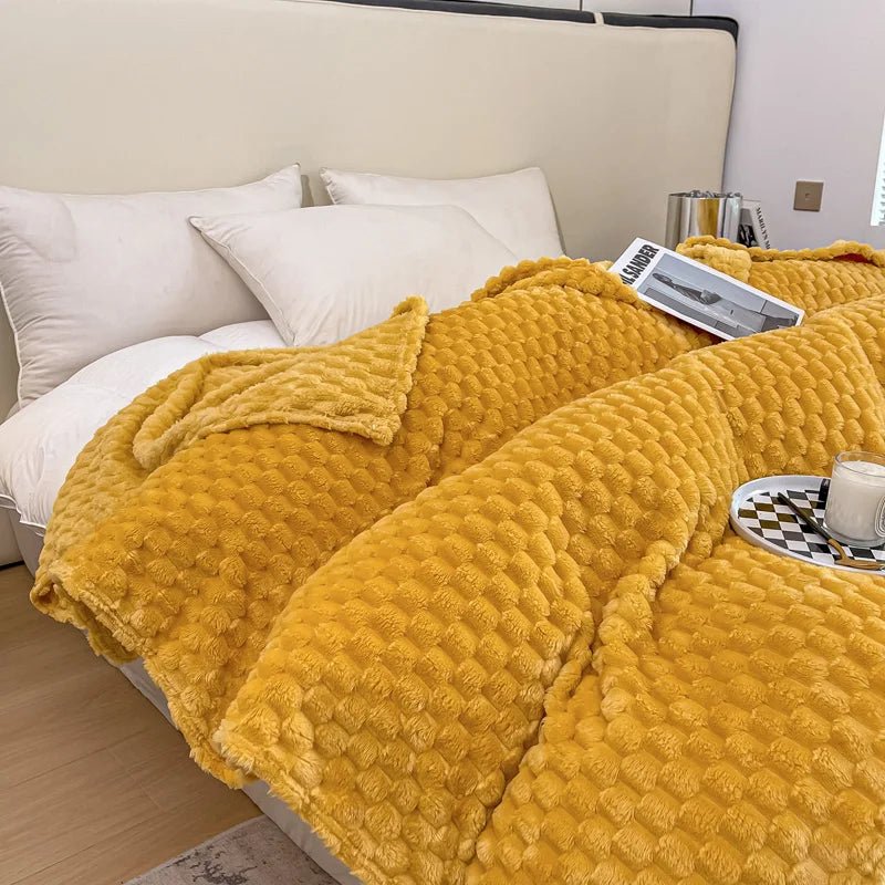 Cozy Velvet Throw Blanket - Ultra Soft Checked Plush for Warmth & Comfort 3