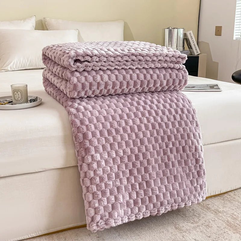 Cozy Velvet Throw Blanket - Ultra Soft Checked Plush for Warmth & Comfort 8