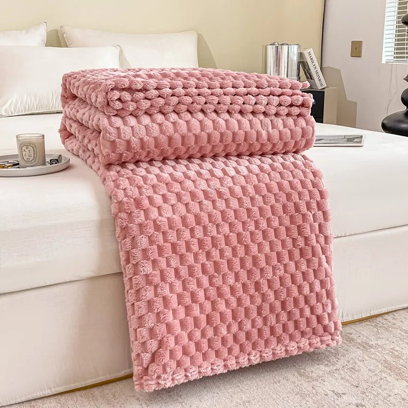 Cozy Velvet Throw Blanket - Ultra Soft Checked Plush for Warmth & Comfort 9