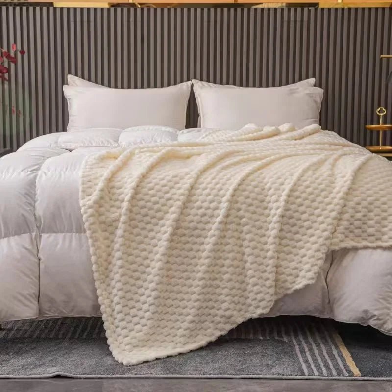 Cozy Velvet Throw Blanket - Ultra Soft Checked Plush for Warmth & Comfort 5