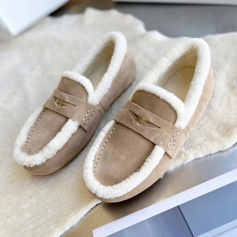 LOAFORA – Classic Women’s Suede Loafers with Wool Lining and Round Toe Design 5
