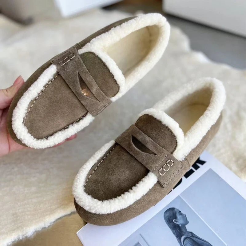 LOAFORA – Classic Women’s Suede Loafers with Wool Lining and Round Toe Design 2