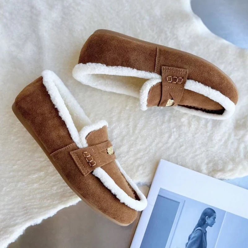 LOAFORA – Classic Women’s Suede Loafers with Wool Lining and Round Toe Design 6