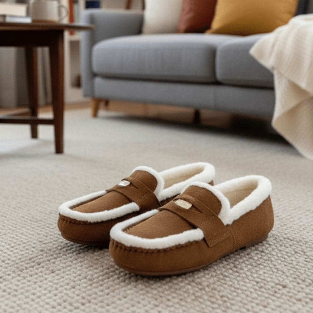 LOAFORA – Classic Women’s Suede Loafers with Wool Lining and Round Toe Design 0