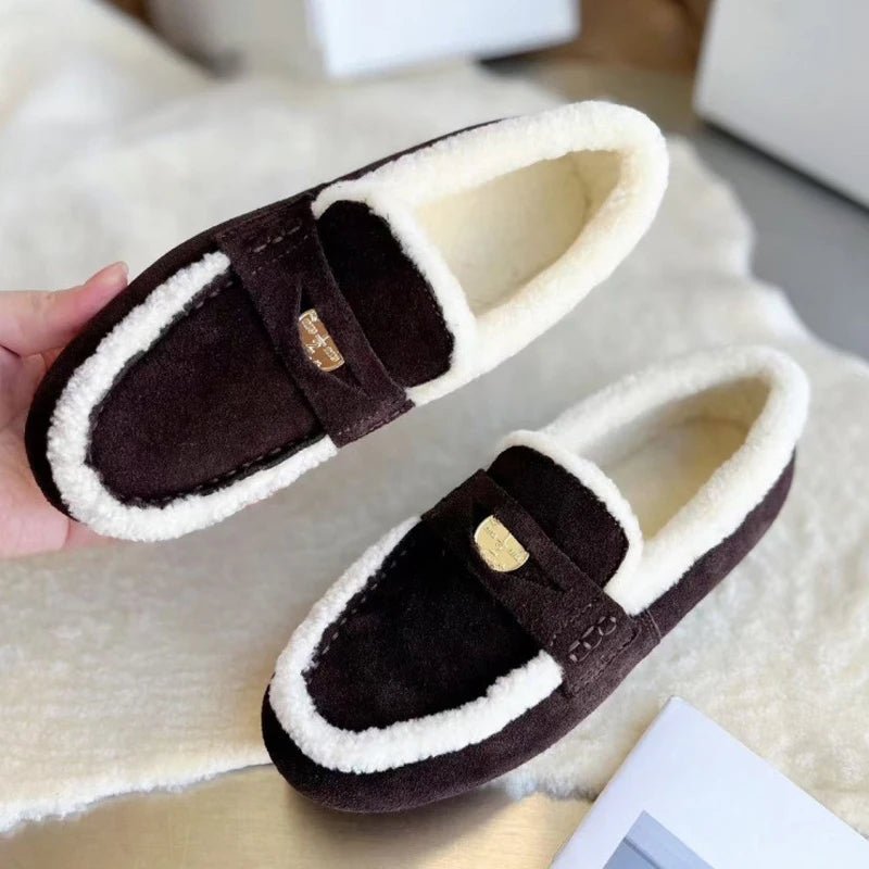 LOAFORA – Classic Women’s Suede Loafers with Wool Lining and Round Toe Design 4