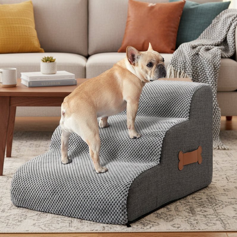 Soft Dog Stairs for Bed - Anti-Slip High-Density Foam Pet Steps, Gentle Incline 0