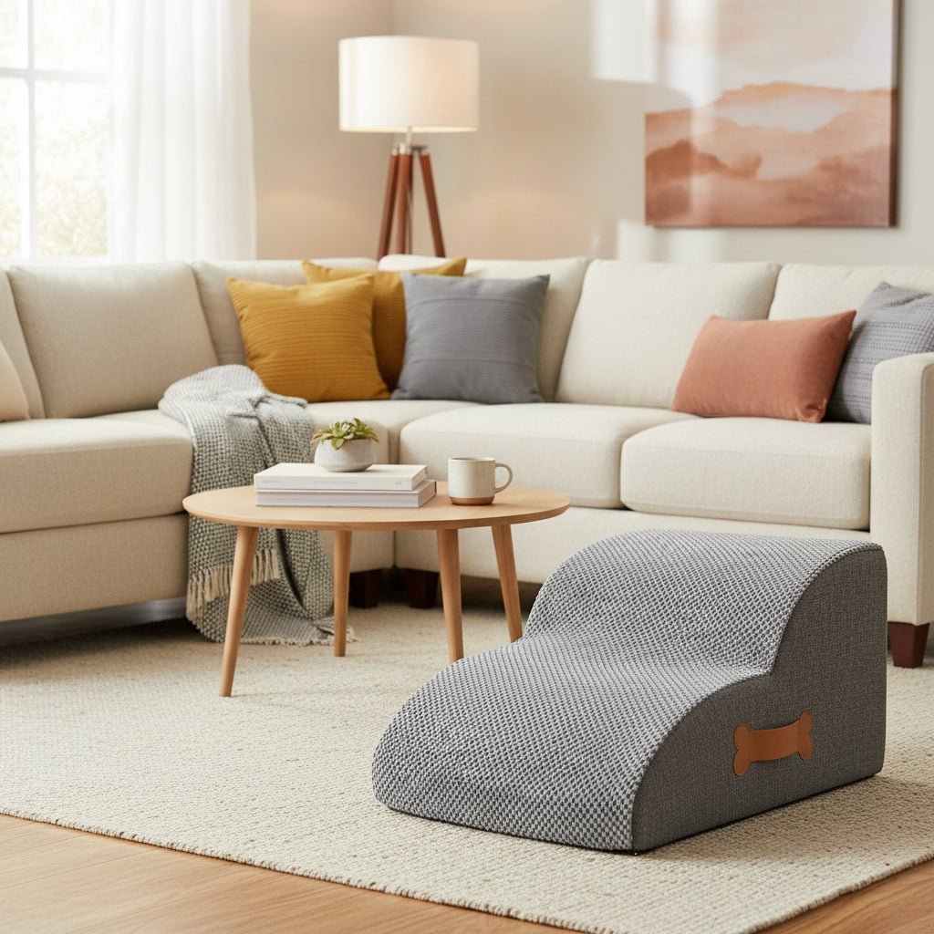 Soft Dog Stairs for Bed - Anti-Slip High-Density Foam Pet Steps, Gentle Incline 4