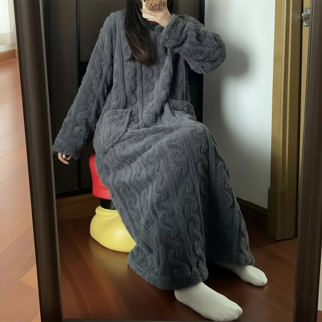 LUNAWARM – Cozy Cotton Flannel Nightdress for Elegant Winter Sleepwear 1