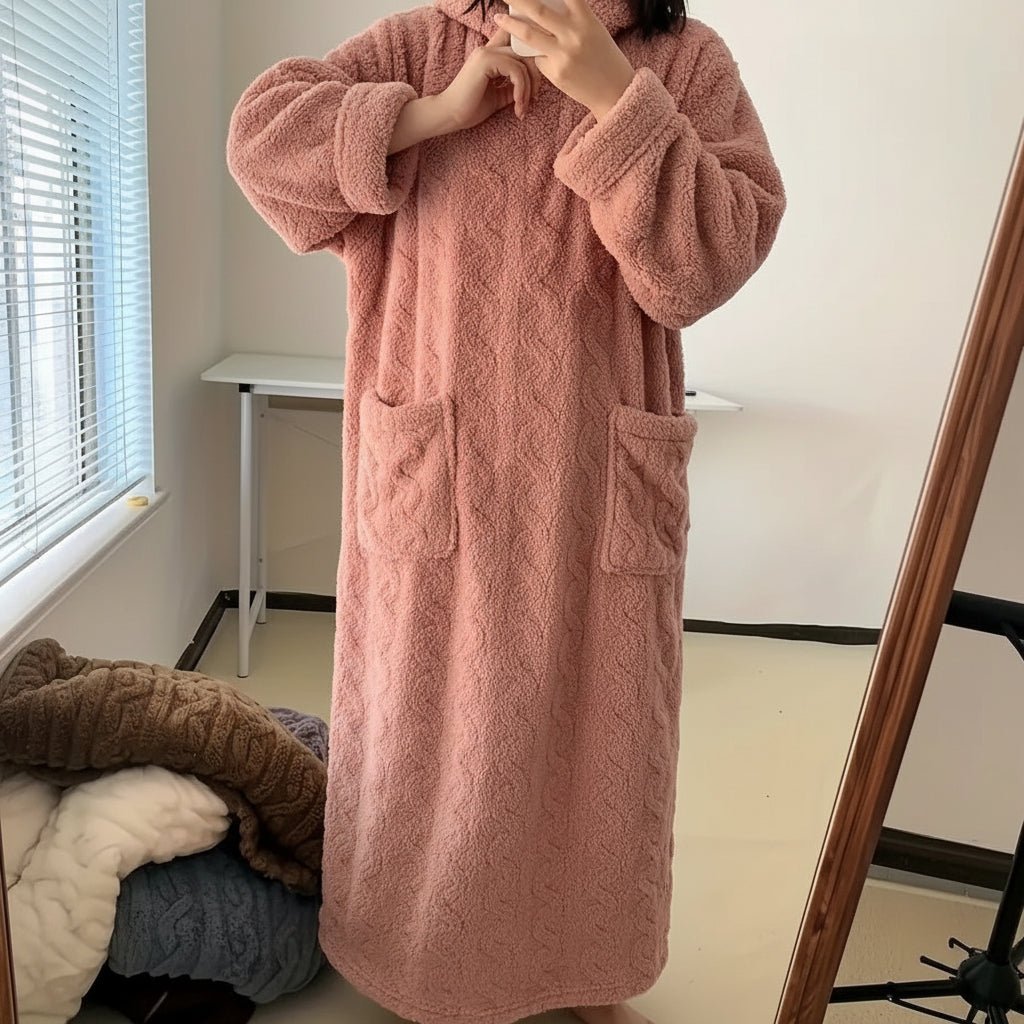 LUNAWARM – Cozy Cotton Flannel Nightdress for Elegant Winter Sleepwear 2