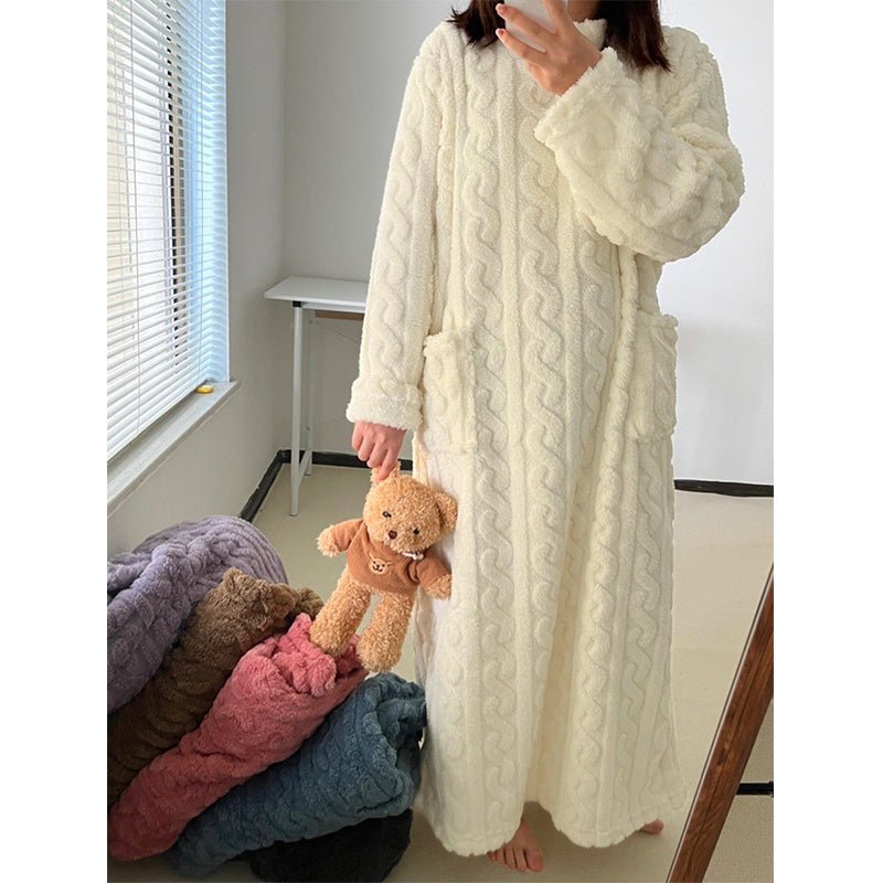 LUNAWARM – Cozy Cotton Flannel Nightdress for Elegant Winter Sleepwear 9