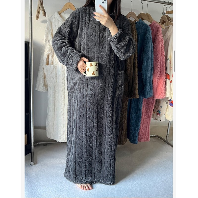 LUNAWARM – Cozy Cotton Flannel Nightdress for Elegant Winter Sleepwear 10