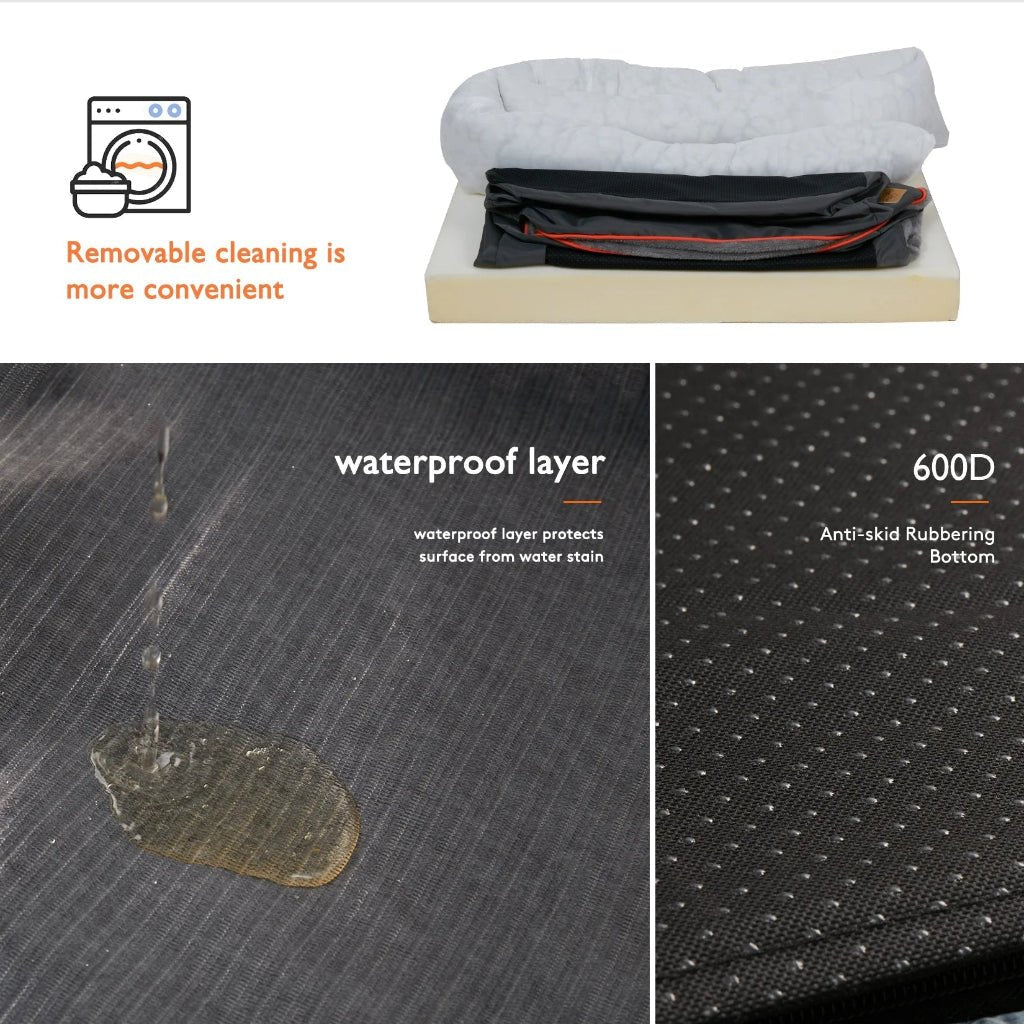 PAWORTHO NEST – orthopedic dog bed with bolster & non-slip base 5