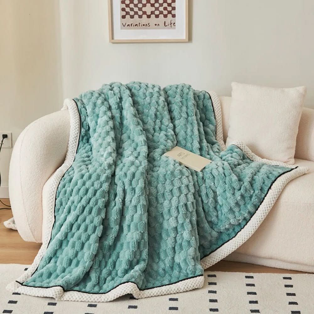 CozyNest Throw Blanket - Ultra-Soft Bubble Textured Sherpa Fleece for Year-Round Comfort 7