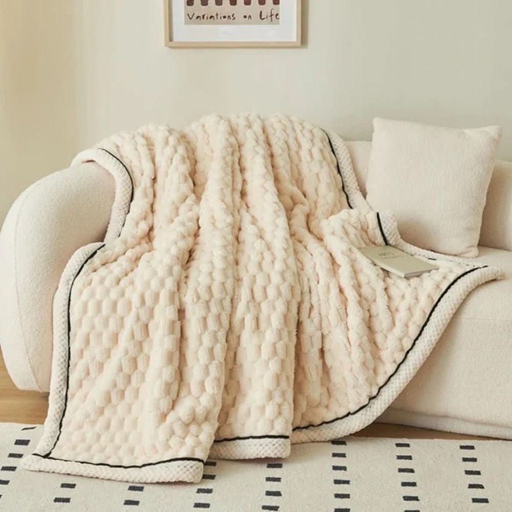 CozyNest Throw Blanket - Ultra-Soft Bubble Textured Sherpa Fleece for Year-Round Comfort 0