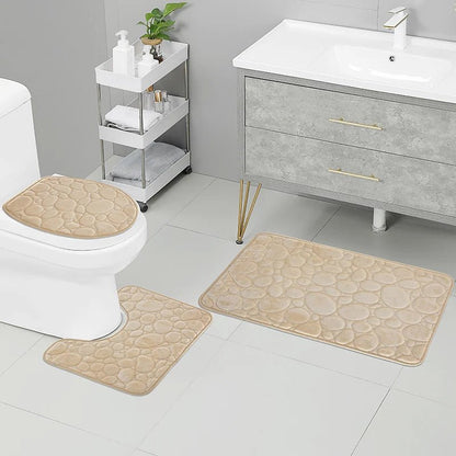 Softura – Set di 3 Tappetini da Bagno Antiscivolo con Comfort e Stile