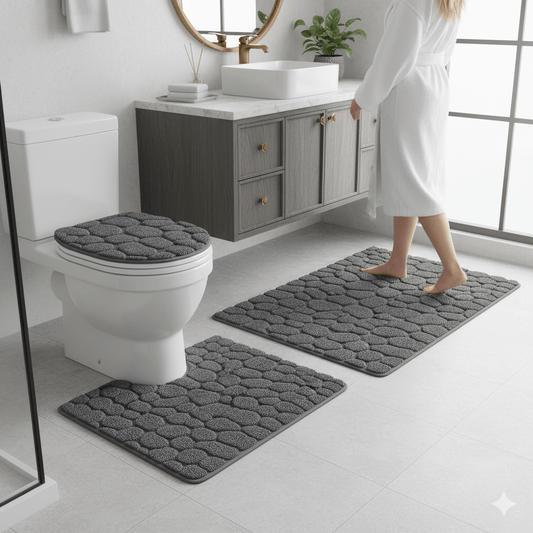 Softura – Juego de 3 piezas de alfombrillas antideslizantes para baño con comodidad y estilo