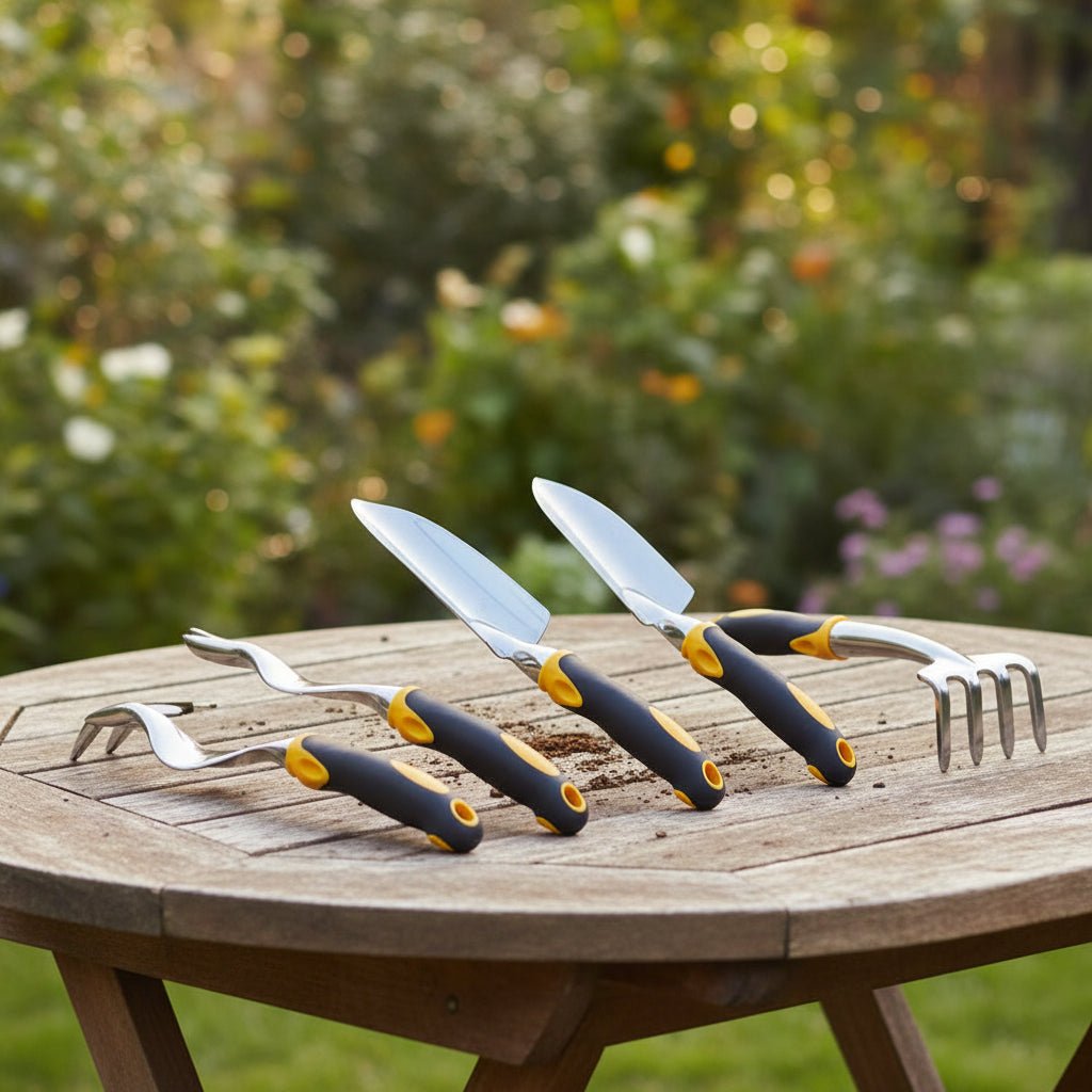 Ergonomic Garden Tool Set - Rust-Resistant Stainless Steel Trowel, Rake & Weeder 0