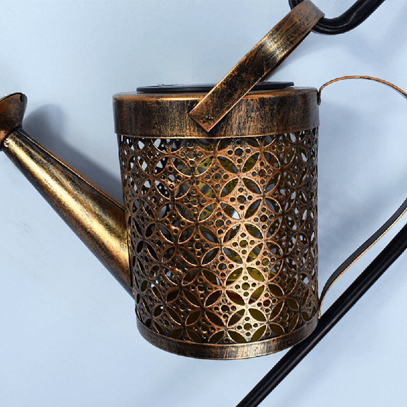 Solar Powered Garden Lamp - Wrought Iron Watering Can Design with 36 LED Lights for Magical Outdoor Ambiance-5