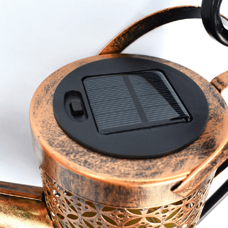 Solar Powered Garden Lamp - Wrought Iron Watering Can Design with 36 LED Lights for Magical Outdoor Ambiance-4