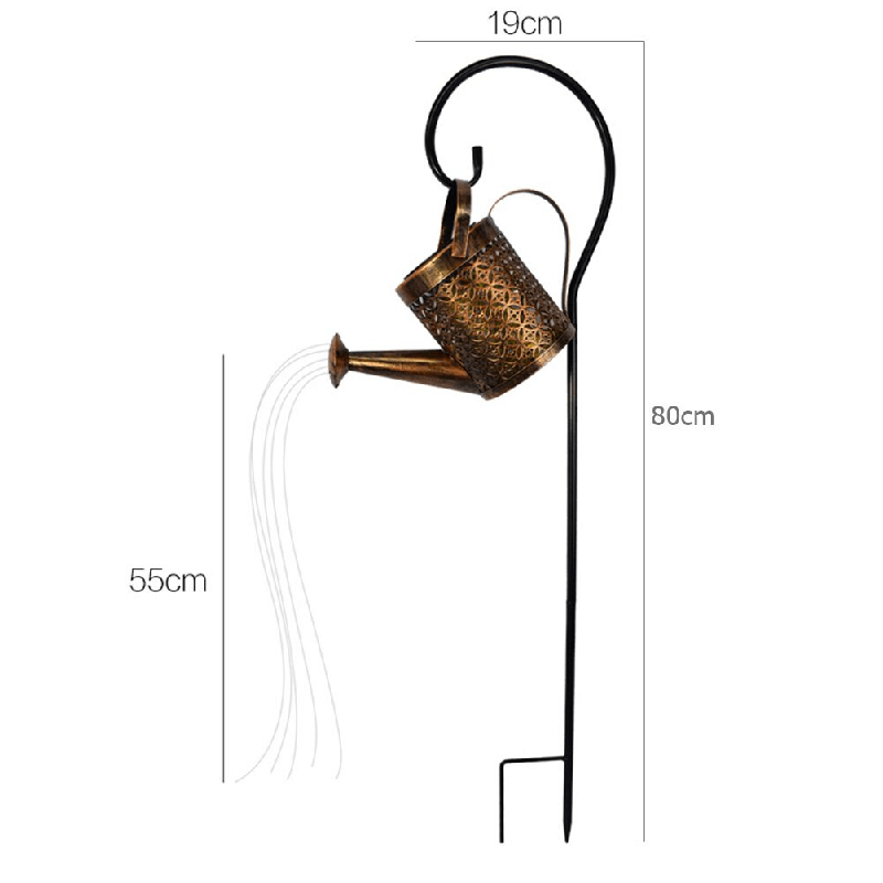 Solar Powered Garden Lamp - Wrought Iron Watering Can Design with 36 LED Lights for Magical Outdoor Ambiance-6
