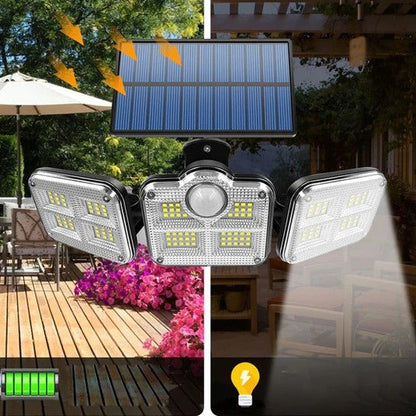 Triple LED Solar Wall Lamp with 360° Rotating Heads – Waterproof Automatic Outdoor Lighting for Garden and Pathways-1