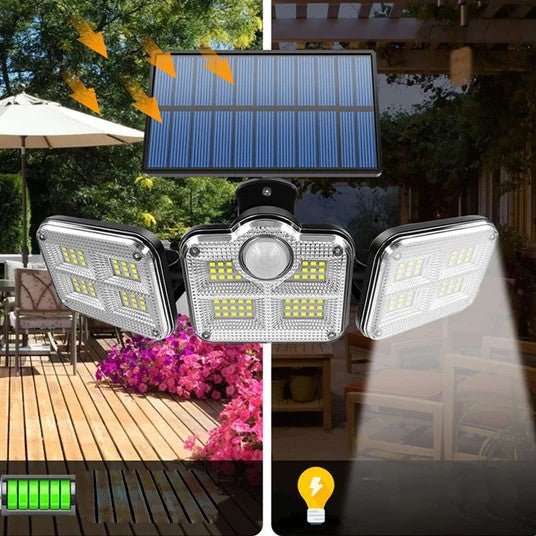Triple LED Solar Wall Lamp with 360° Rotating Heads – Waterproof Automatic Outdoor Lighting for Garden and Pathways-2