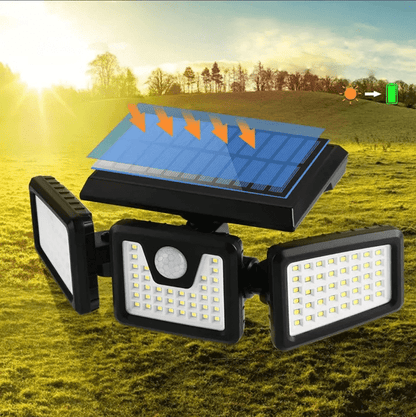 Triple LED Solar Wall Lamp with 360° Rotating Heads – Waterproof Automatic Outdoor Lighting for Garden and Pathways-6