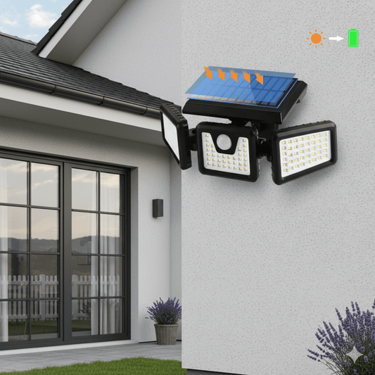 SOLARMAX – Lâmpada Solar de Parede Rotativa 360° para Segurança e Iluminação Exterior