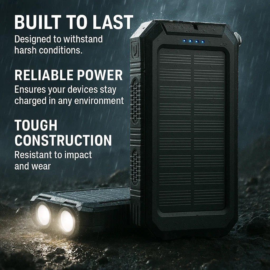 Solarvault-waterproof Solar Power Bank with 500000mAh & Dual-USB 3