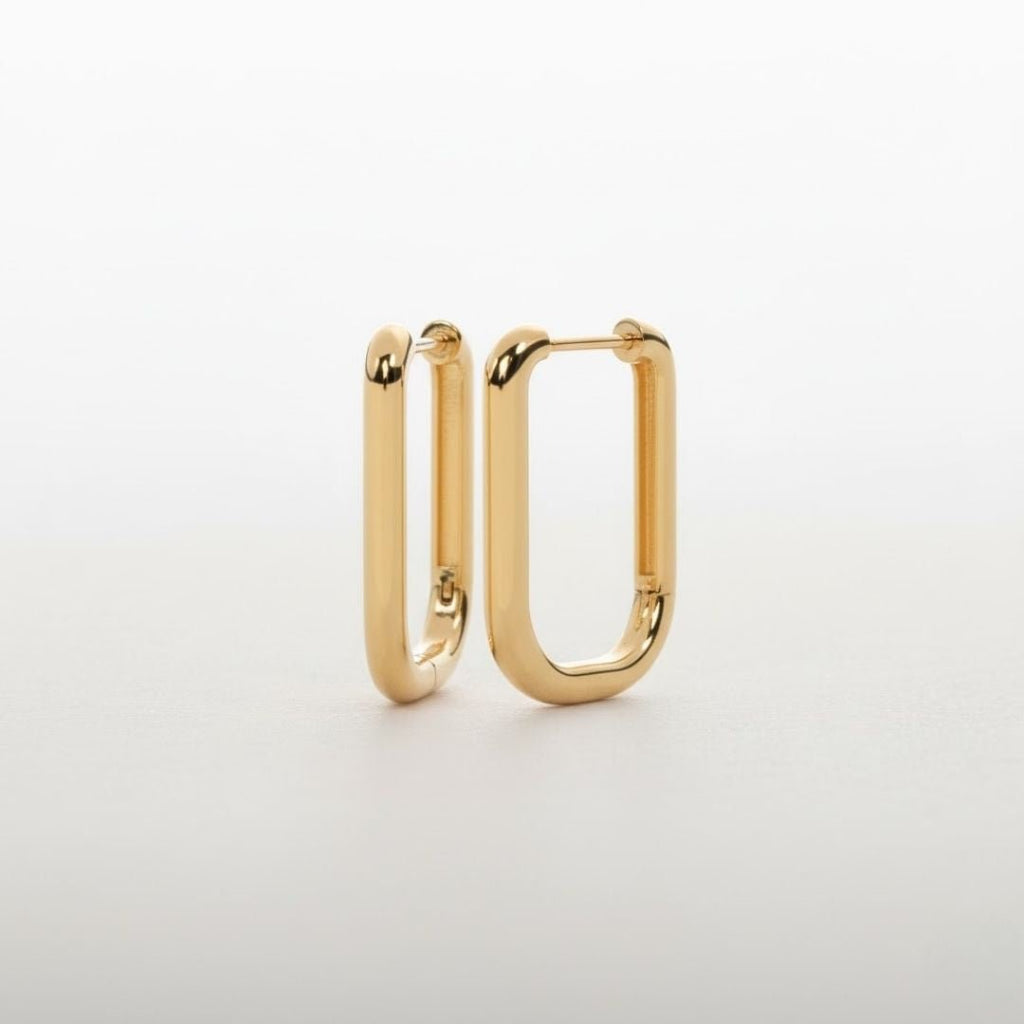 Massief geelgouden kleine oorringen voor dames - elegant U-vormig ontwerp