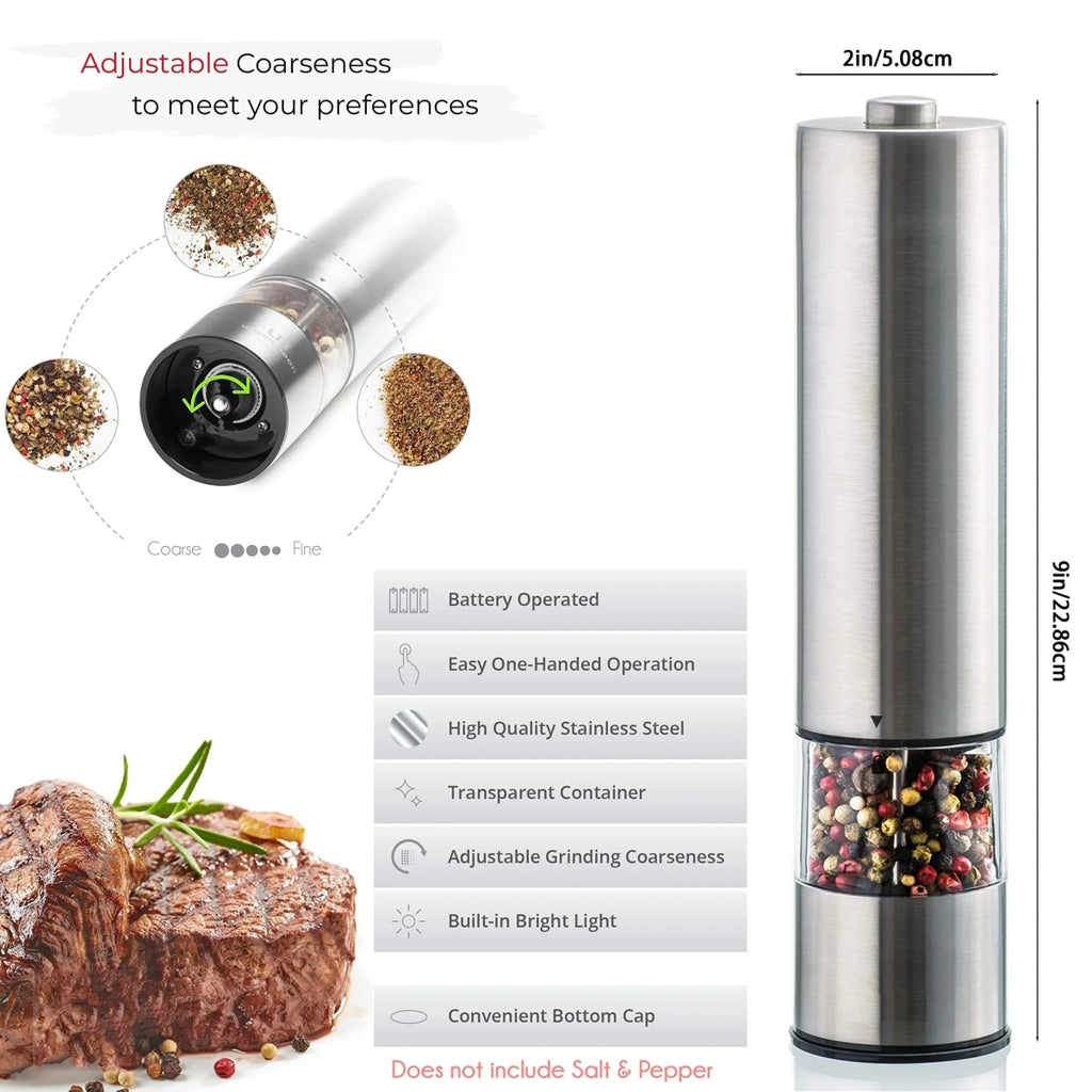 SPEEDSPICE – Conjunto de Moinhos Elétricos de Sal e Pimenta com Operação com Uma Mão e Luz Incorporada
