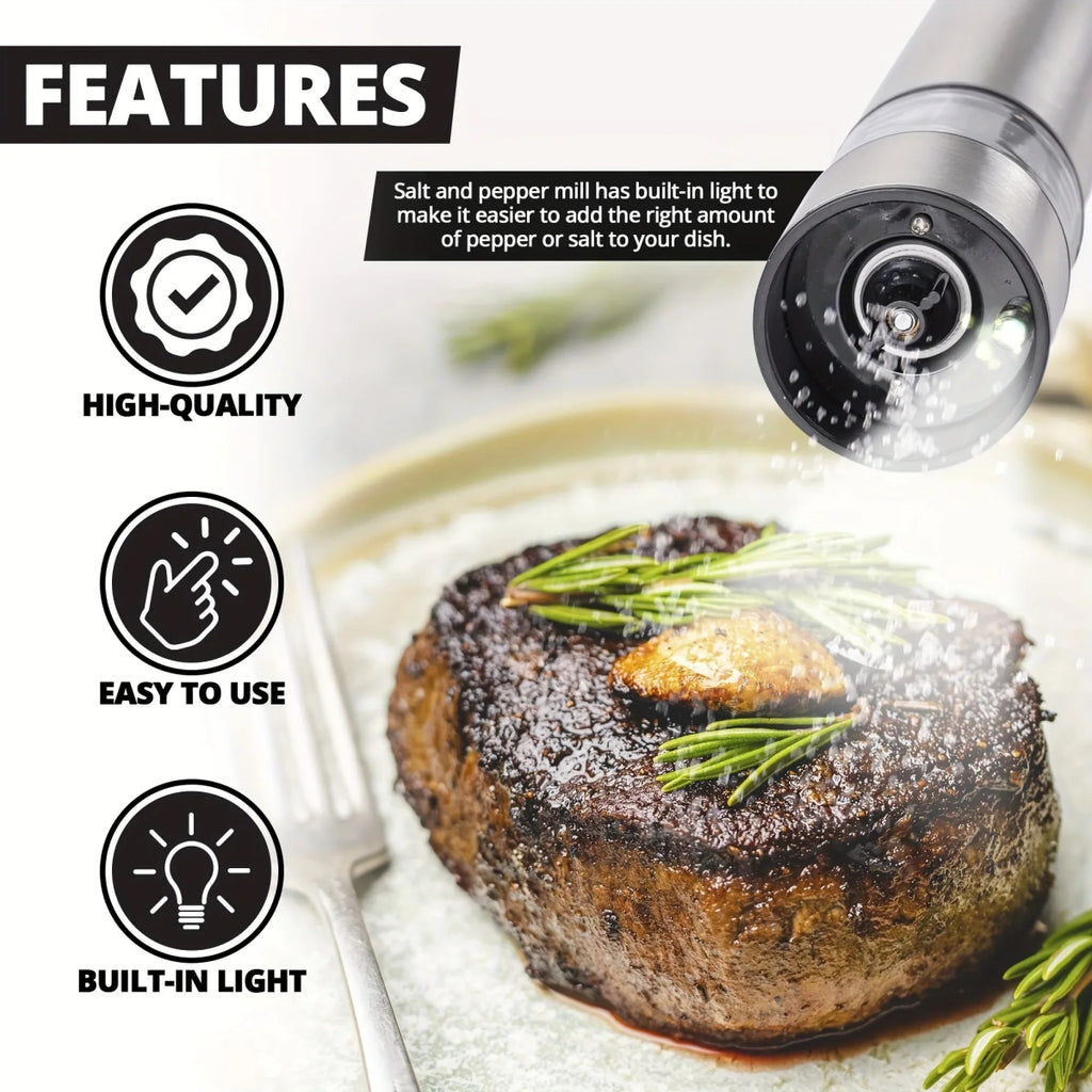 SPEEDSPICE – Conjunto de Moinhos Elétricos de Sal e Pimenta com Operação com Uma Mão e Luz Incorporada