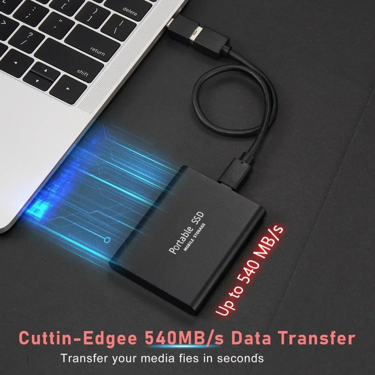 Speedvault SSD-External 128TB hard drive with ultra-fast USB-C & USB 3.1 connection 1