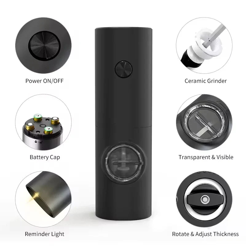 SPICETUNE – Set di macinini elettrici per sale e pepe con luce LED e spessore regolabile
