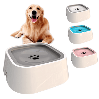 SpillLess Flow – Cuenco de agua anti-salpicaduras con disco flotante (1.5 L) para mascotas