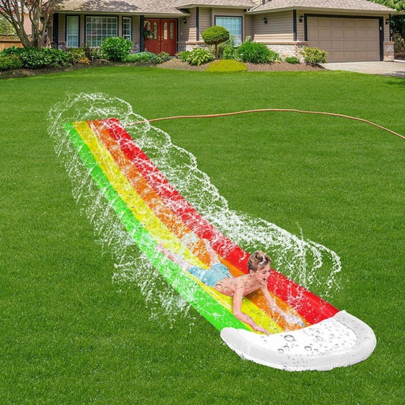 Splashrush Trail Water Slide – Extra-Long Garden Slip Fun with Colorful Rainbow Design