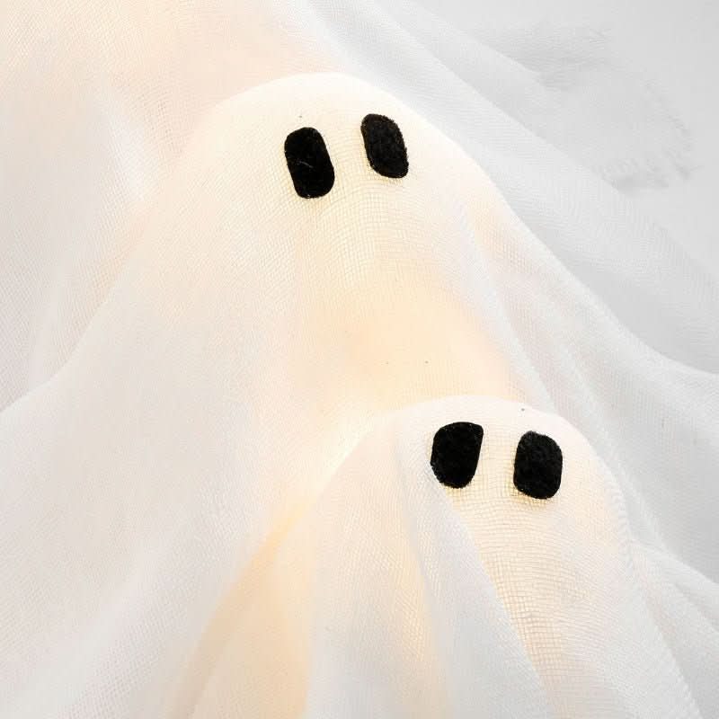 LED Ghost Wreath - 12 Illuminated Spirits for Halloween Decor, Battery-Operated 2