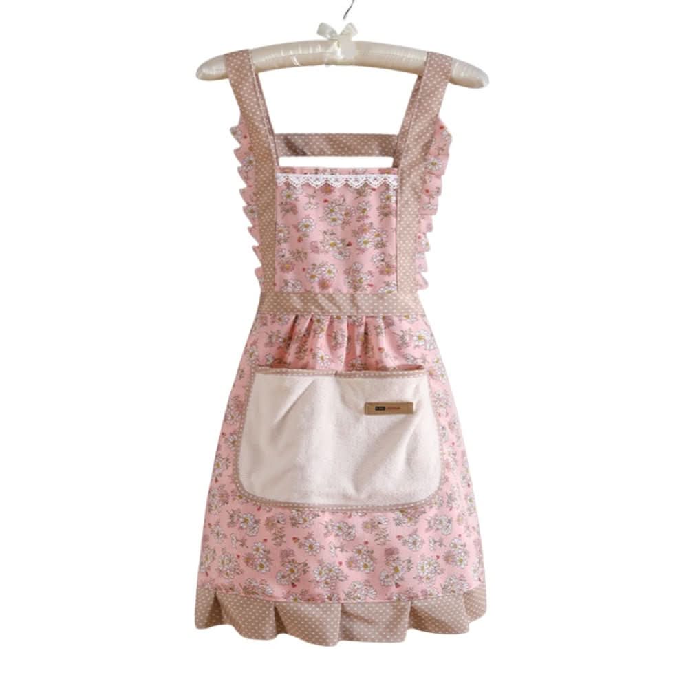 Floral Design Kitchen Apron - Waterproof & Oil-Resistant Cotton Cooking Gear 3