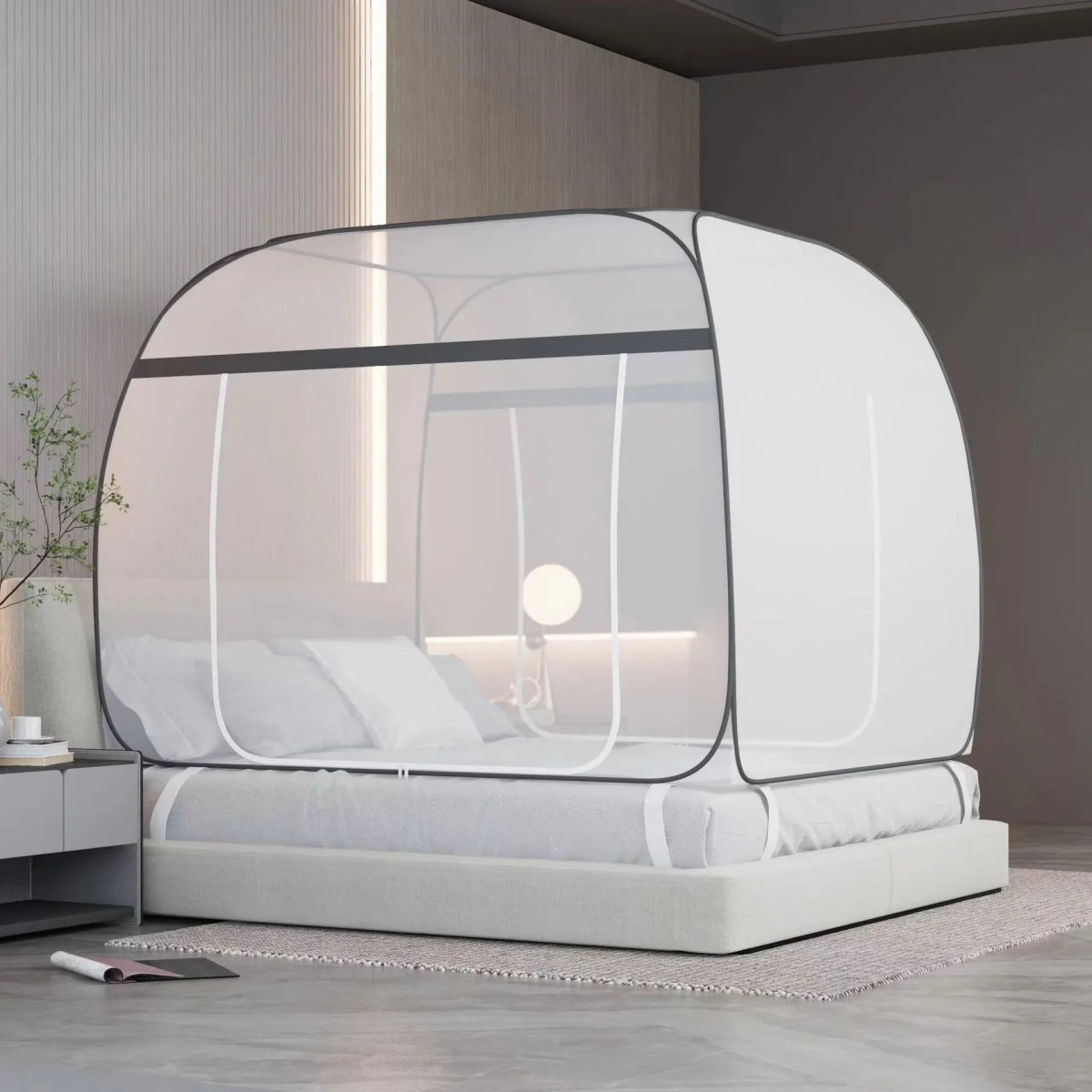Moustiquaire gris étoilé - Protection contre les insectes sans installation pour des nuits détendues à l'intérieur et à l'extérieur