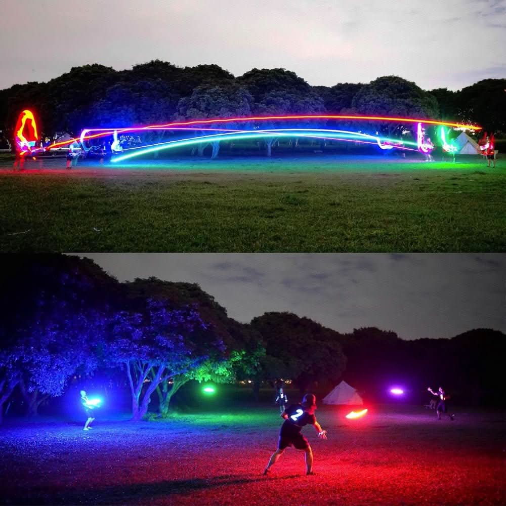 STARSPIN – LED-valolla varustettu frisbee yöaikaiseen ulkoleikkiin
