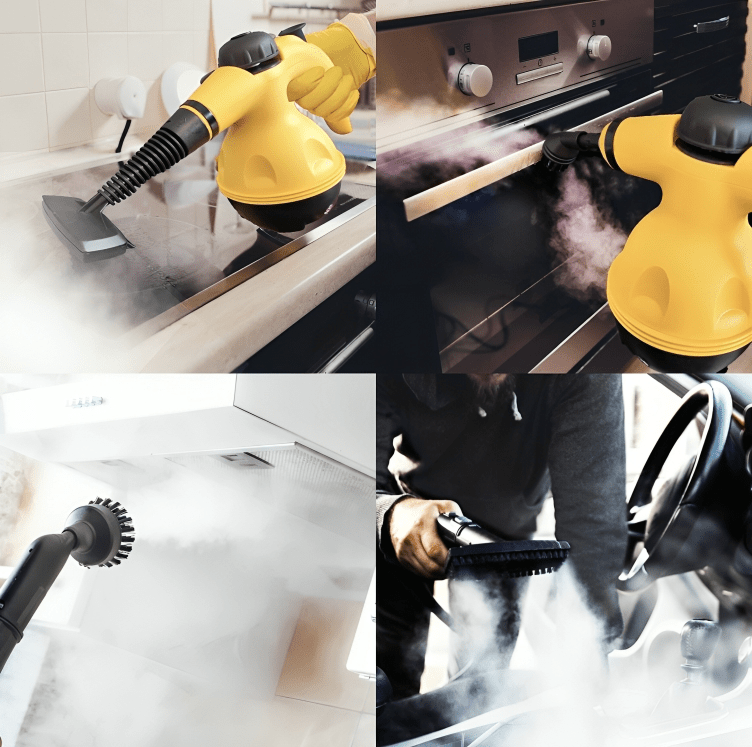 Multifunctional steam cleaner with 8 accessories - chemical -free cleaning for all surfaces, 1000 W, 3 bar 1