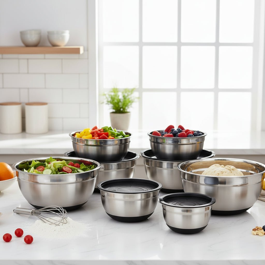 BOWLCORE – Stainless Steel Mixing Bowl with Non-Slip Silicone Bottoms 1