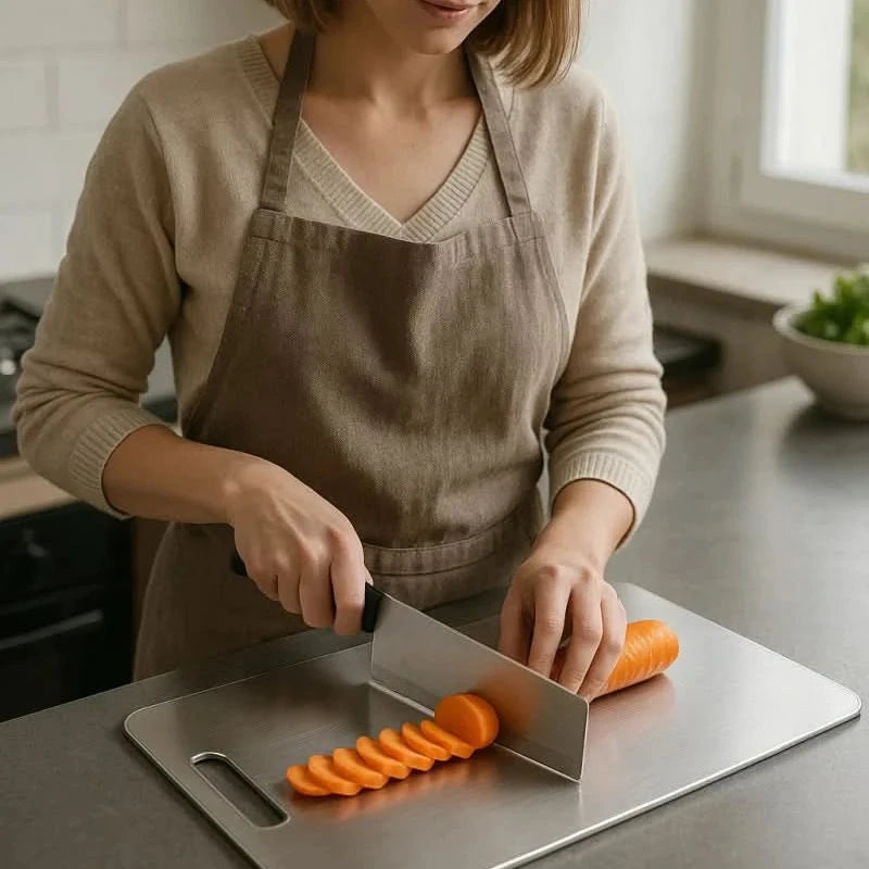 STEELCLEAN – Antibacterial Stainless Steel Cutting Board for Hygienic Food Prep