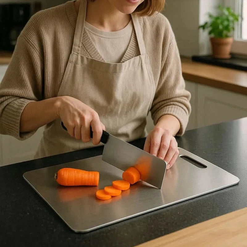 STEELCLEAN – Antibacterial Stainless Steel Cutting Board for Hygienic Food Prep