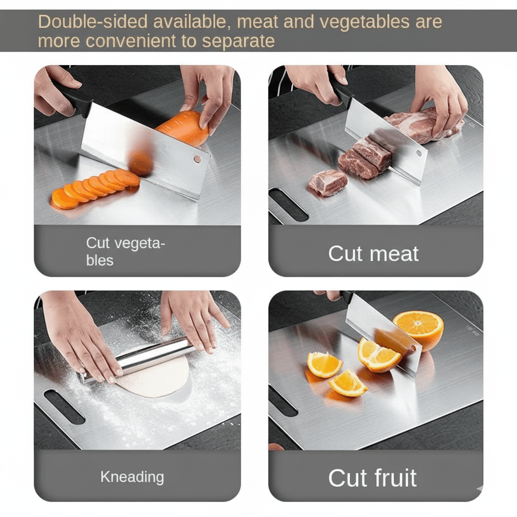 STEELCLEAN – Antibacterial Stainless Steel Cutting Board for Hygienic Food Prep