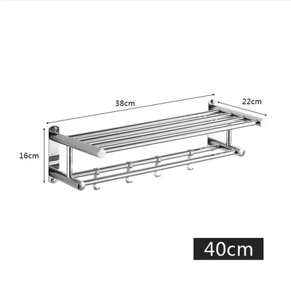 Suporte para Toalhas SteelRack em Aço Inoxidável – Prateleira de Parede que Poupa Espaço com Design Moderno e Minimalista para Casa de Banho e Cozinha