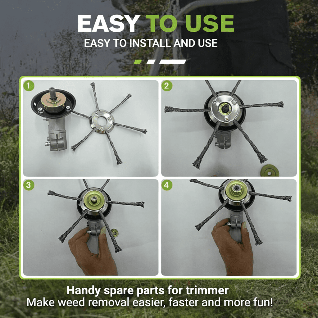 STEELSWEEP – Universal Carbon Steel Brush Head for Heavy-Duty Trimming and Cleaning