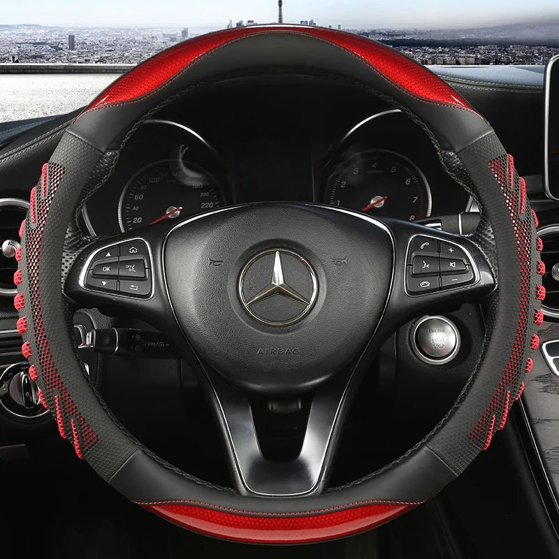 Honeycomb Steering Wheel Cover - Durable Leather with Anti-Slip Grip, Universal Fit 14.5-15 Inches 10