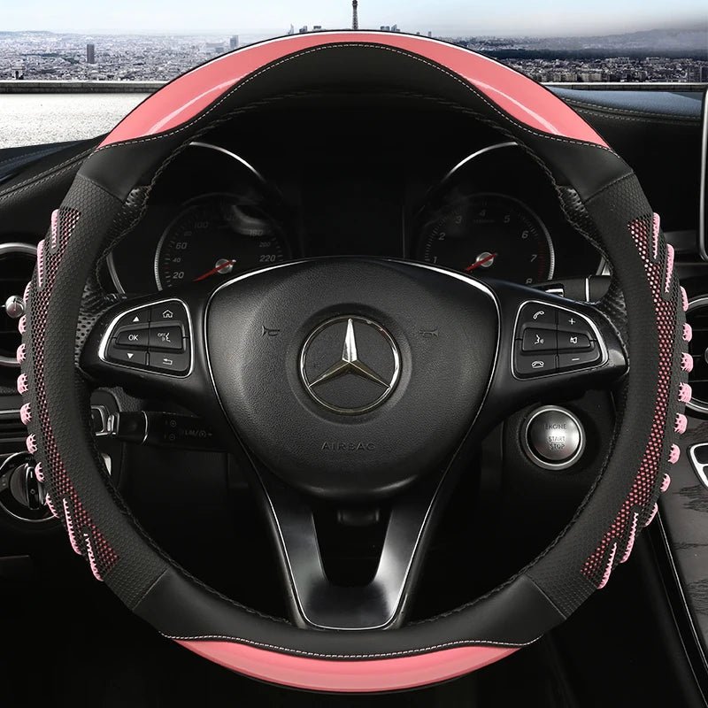 Honeycomb Steering Wheel Cover - Durable Leather with Anti-Slip Grip, Universal Fit 14.5-15 Inches 9