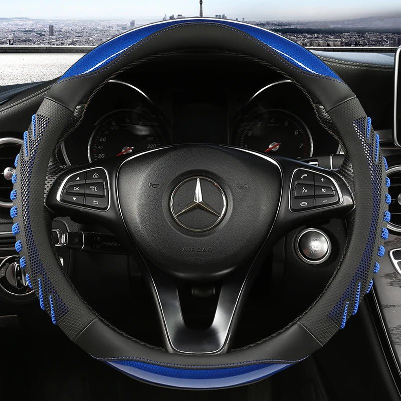Honeycomb Steering Wheel Cover - Durable Leather with Anti-Slip Grip, Universal Fit 14.5-15 Inches 6